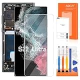 OLED for Samsung S22 Ultra 5G Screen Replacement for S22 Ultra LCD Display SM-S908U SM-S908E LCD Digitizer Touch Assembly Black with Frame (US Version,Support Fingerprint)