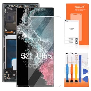 OLED for Samsung S22 Ultra 5G Screen Replacement for S22 Ultra LCD Display SM-S908U SM-S908E LCD Digitizer Touch Assembly Black with Frame (US Version,Support Fingerprint)
