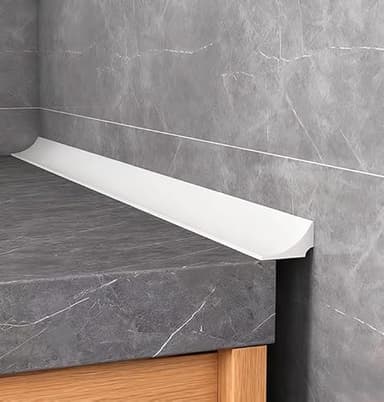 Water Barrier for Sink,Shower Threshold Water Dam Barrier,Waterproof Barrier Bathroom,Collapsible Silicone Strip Trim Splash Guard (White-2M)