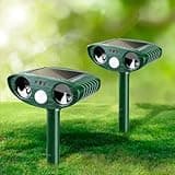 Gebatule 2 Pack Solar Ultrasonic Animal Repellent Defender Animal Repeller to Repel Cat, Dog, Deer, Raccoon, Skunk, Rabbit, Waterproof with Motion Detector