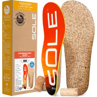 SOLE Performance Medium Wide Shoe Insoles – Orthotic Arch Support Inserts for Plantar Fasciitis Relief - Mens Size 5/Womens Size 7, 1 Pair