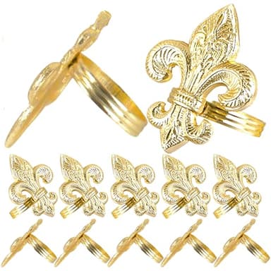 CLEENTABLE Elegant Farmhouse Napkin Rings 12-Pcs Cloth Napkin Holder Party Table Decor Metal Serviette Holders for Dining, Party, Wedding & Everyday Table Décor (Gold)