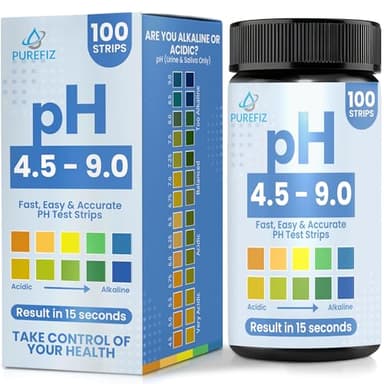 pH Test Strips for Urine & Saliva – 100 Easy-to-Use Strips for Fast, Accurate pH Testing at Home, Get Clear Acid-Alkaline Balance Results in Seconds, Perfect for Tracking Your Body's pH, 4.5-9.0 Range