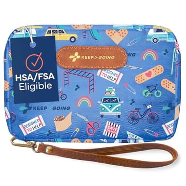 KeepGoing Travel First Aid Kit for Kids – 130 Pc. for Car, Home, Purse, Diaper Bag & Backpack with Latex-Free Bandages - Mini First Aid Kit Travel Size TSA-Approved