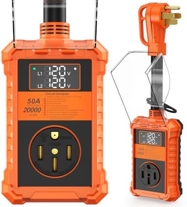Toujreo RV Surge Protector 50 Amp - 20000J RV Adapter Plug with Waterproof Cover, RV Accessories Led Display RV Circuit Analyzer for Camper Travel Trailers