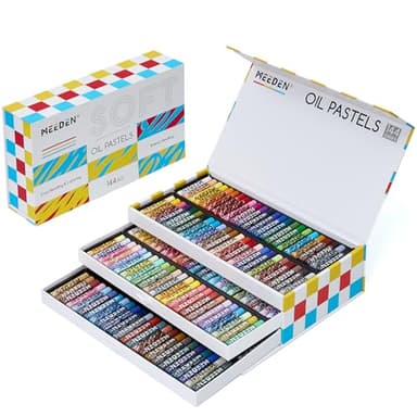 MEEDEN Soft Oil Pastels Set: 144 Vibrant Colors Art Oil Pastels for Blending Layering Shading Drawing - Smooth Oil Pastel Crayons for Artists Beginners Adults Teachers Christmas Painting