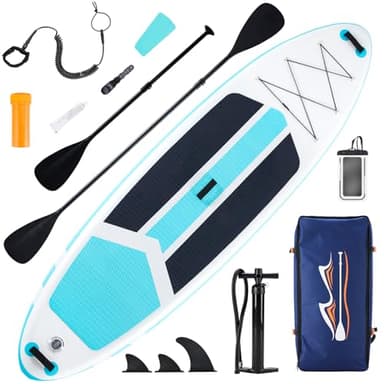 DUMOS Inflatable Stand Up Paddle Board, 10.5'×33'' Paddle Boards with Non-Slip Deck, Durable Advanced Material and Complete SUP Accessories for All Skill Levels, Aqua Blue