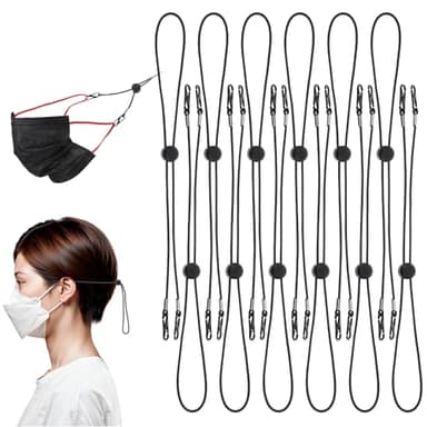 MBAIYO 12 Pack Face Mask Holder, Face Mask Lanyard Adjustable Mask Lanyard Extender, Holder Strap Face Extender Strap Holder for Adults Comfortable Ear Pressure Relief