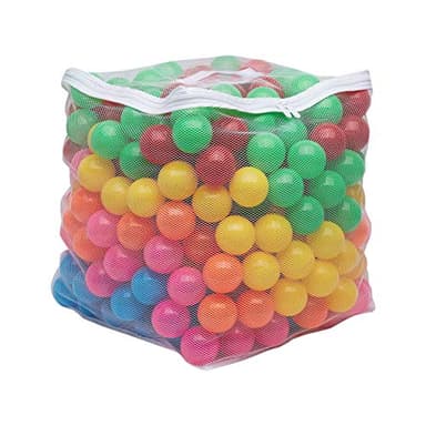 Amazon Basics BPA Free Ball Pit Balls with Storage Bag, Crush-Proof Plastic for Toddlers Kids 12+ Months Play, Phthalate Free, 6 Bright Colors, Pack of 400