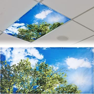 Patelai 4 x 2 Feet Fluorescent Light Cover for Fabric Ceiling Classroom Magnetic Cubicle Shade with 10 Magnets Fluorescent Light Filters for School Home Office Drop Lamp Decor(Leaves)