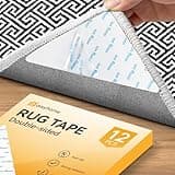 Daisyhome 12 PCS Rug Tape, Rug Pad Gripper for Hardwood Floors, Double Sided Adhesive Carpet Tape, Reusable Anti Slip Rug Grips for Area Rugs to Keep Rugs in Place