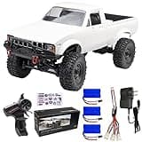LEOSO WPL C24 1/16 RC Rock Crawler Truck 4x4 with 3 Upgraded 1200mah Battery 2.4GHz 4WD Remote Control Off-Road Pick-up Truck RTR for Men (White)