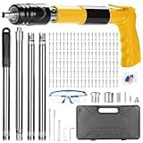Concrete Nail Gun with 120pcs Nails, Manual Steel Nail Gun Tool with 4 Extended Pole, Portable Ceiling Concrete Nail Gun Kits, Wall Fastening Tools