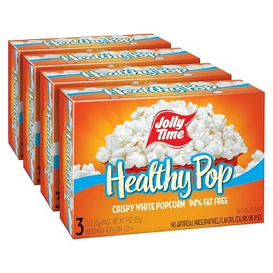 Jolly Time Healthy Pop Microwave Popcorn, Low Fat Gluten Free Non-GMO, 3oz Sharing Bag, 3 Bags Per Carton (Healthy Pop - Crispy N' White, 3 Ounce (Pack of 12))