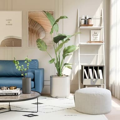 15 Inch Self-Watering Planter for Indoor Plants – Large Modern Plant Pot with Built-In Water Reservoir, Ideal for Monstera, Fiddle Leaf Fig, Palms & Peace Lily, Without Trellis, Cream White