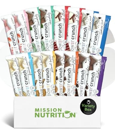 Power Crunch Protein Bars Variety Pack - High Protein, Low Calorie, Low Sugar Snack Bar - Variety Snack Box (Pack of 16) 1.4 oz Bar
