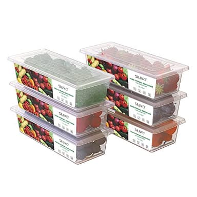SILIVO Produce Saver Containers for Refrigerator (6 Pack) - 1.5L Fruit Storage Containers for Fridge, Vegetable Storage Containers with Drain Tray Keep Fresh for Veggie, Fruit, Lettuce and Salad
