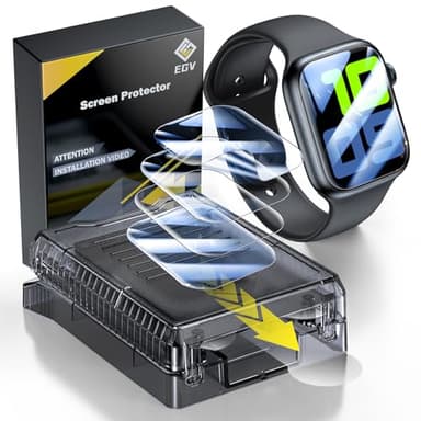 EGV 4 Pack for Apple Watch Series 11 Screen Protector 46mm [Auto Install Box] [0 Bubbles] HD Ultra-thin Soft TPU Film for 46mm Apple Watch Series 10 Screen Protector, Anti-Scratch Max Coverage