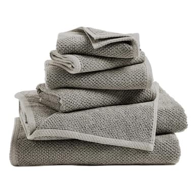 Great Bay Home 100% Cotton 6 Piece Towel Set - Absorbent, Quick-Drying, Durable Bath Towels for Bathroom Decor - Low-Twist, Two-Ply Fibers (Dark Grey)