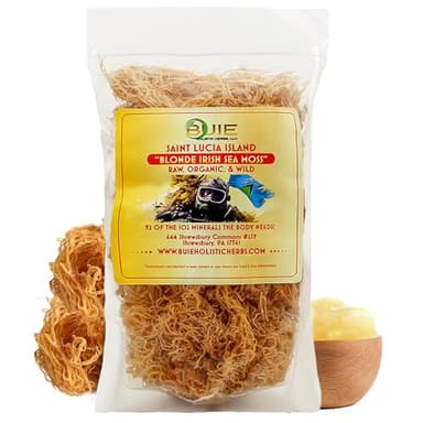 Golden Irish Sea Moss | Wildcrafted from St. Lucia | 16oz Makes ~240+ oz Sea Moss Gel | 100% Natural, Raw & Sun-Dried | Dr. Sebi Inspired, Nutrient-Rich Irish Moss for Health & Wellness
