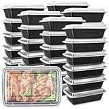 Ezalia 50 Pack- Meal Prep Containers Reusable 24oz, Plastic Food Prep Containers with Lids, Leakproof To Go Food Containers for Leftover, BPA-Free, Microwave/Dishwasher/Freezer Safe
