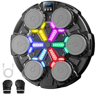 Oppvoci Upgraded Music Punching Machine for Kids and Adults, Wall Boxing Punching Pad with Bluetooth & Rhythm Lights, 3 Speed Modes, Home Fitness Boxing Equipment with Gloves for Boys Girls Teenagers