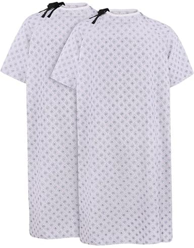 Utopia Care 2 Pack Unisex Hospital Gowns, Long Length Patient Gowns with Back Tie, Comfortably Fits Sizes up to 2XL, Pack of 2, Blue Red Diamond