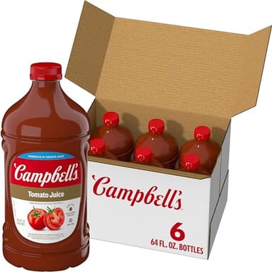 Campbell's 100% Tomato Juice, 64 fl oz Bottle (6 Pack)