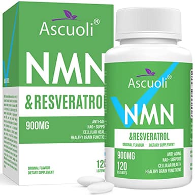 Sublingual NMN 500mg + Trans-Resveratrol 400mg, 3-in-1 Advanced Formula 99% Pure NMN Resveratrol Supplement for Boost* NAD, Cell, Immune, Energy & Muscle, Anti-Aging, 120 Lozenges (120-Day Supply)