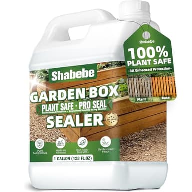 Shabebe Garden Box Sealer Pro Grade 1 Gallons – Plant-Based, Non-Toxic Wood Sealer for Raised Garden Beds, Planters & Pet Shelters, Water & Weather-Resistant Finish for Outdoor Wood