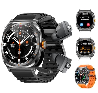 Smart Watch with Earbuds Inside，Answer Calls and Listen to Music， Fitness Tracking Watches, More Than 100 Sports Modes to Choose from, Breathable Double Strap,DIY Watch Faces for Men Dad Husband