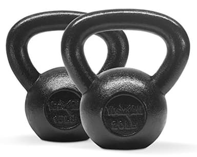 Yes4All Kettlebell Sets, Pair 15 & 20 LB Cast Iron Strength Training Kettlebells, Wide Handles & Flat Bottom for Push Ups, Swings, Squats & Full Body Workout at Home or Gym
