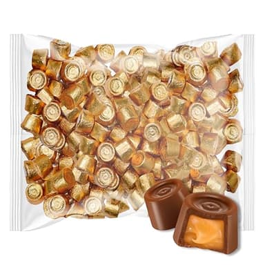 Caramel Chocolate Candy 1 Lb Bag - Bulk Individually Wrapped Creamy Caramel Milk Chocolate Candy Gold Wrapper For Parties, Candy Buffet & Treats - Approx 62 Pieces