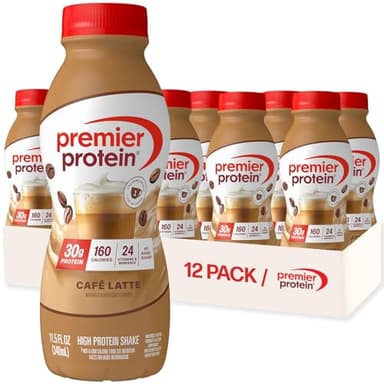 Premier Protein Shake, Café Latte, Caffeinated, 30g Protein, No Added Sugar, 24 Vitamins & Minerals to Support Immune Health, 11.5 fl oz, 12 Pack