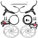 Hycline Ebike Hydraulic Disc Brake Set: Zoom H875E 2-Pistons Power-Off Electric Bike Brake Kit with 2-PIN Sensor Included 180mm Rotors and Mounting Adapter