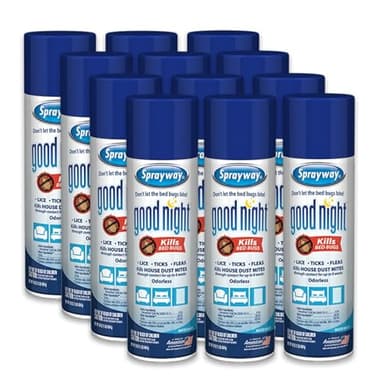 Good Night Bed Bug Spray, 16oz, Pack of 12 | Odorless, Water-Based, EPA Registered | Eliminates Bed Bugs, Lice, Ticks, Fleas, House Dust Mites | Ideal for Homes, Dormitories, Hotels