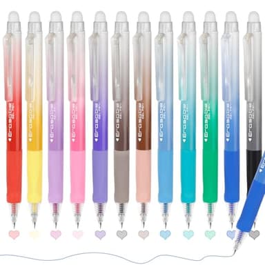 Solati 12 Colors Erasable Gel Pens, Fine Point 0.7mm Colored Erasable Pens, Make Mistakes Disappear, Assorted Color Inks for Writing, Journaling, Taking Notes, School Office Home (12colors)