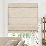 CHICOLOGY - RMBF2764 Cordless Roman Shades Cross-Hatched Modern Fabric Cascade Window Blind Treatment, 27"W X 64"H, Belgian Flax (Privacy & Light Filtering)