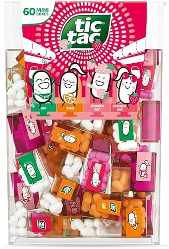 Bulk Travels Mini Packs candy Individual Assorted Flavor Candies Packets Large Spender Box (60 Mini Packs - Strawberry Sweet Strawberry Sour Mint Orange)