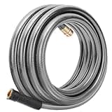 Worth Leader Garden Hose 3/4 in. x 25 ft. -Heavy Duty,Durable,Lightweight,Male to Female Fittings -No Kink Leakproof PVC Flexible Water Pipe -Brass Aluminum Ends for Household & Commercial -Gray