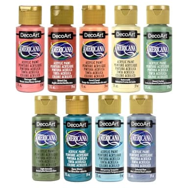 DecoArt Americana Acrylic Paint Set – Boho Colors, 9 Bottles (2 fl oz) – Art and Craft Acrylic Paints for Canvas, Wood, and More