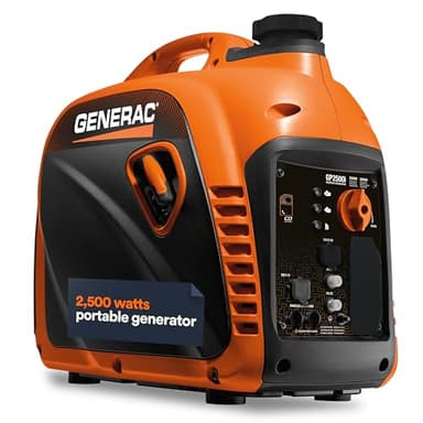 Generac 2,500-Watt Gas Powered Portable Inverter Generator - Lightweight and Compact Design - Produces Clean, Stable Power - Quiet Operation - Great for Home Backup, Camping, and RV Use