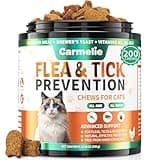 Flea Treatment for Cats - 200 Chews Flea and Tick Prevention for Cats Chewables - Kitten Flea Treatment Soft Treats for All Breeds & Ages - Natural Cat Flea and Tick Treatment Pills - Chicken Flavor