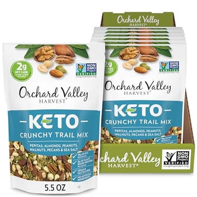 Orchard Valley Harvest Keto Crunchy Trail Mix, 5.5 Ounces (Pack of 6), Pepitas, Almonds, Peanuts, Walnuts, and Pecans, Low Carbs, Non-GMO, No Artificial Ingredients, Healthy Snacks for Adults