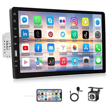 Single Din Car Stereo with Bluetooth 9 Inch HD Touch Screen Car Stereo with Backup Camera + External Microphone + FM MP5 Player Car Audio Receivers Support Mirror Link SWC USB EQ Car Radio