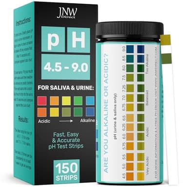 pH Test Strips for Urine and Saliva - 150 Litmus Paper pH Test Strips with Ebook, Quick & Easy pH Level Testing from 4.5-9.0, Ultimate Acidity Test Kit from JNW Direct