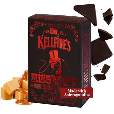 Dr. KellFire Misbehave Dark Chocolate for Couples with Maca, Fenugreek, and Ashwagandha for Intimacy, Mood, and Desire, 6 Servings, Premium Functional Treat