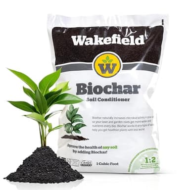 Wakefield BioChar – Premium Garden Soil Conditioner – OMRI Listed, Bio Char for Raised Gardens, Potting Mix, Lawns – 1 cu/ft (25 pounds)