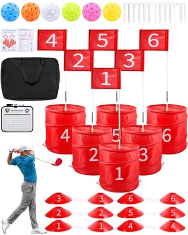 Backyard Golf Game, Portable 6 Hole Outdoor Golf Course for Indoor & Outdoor Play, Yard Golf Practice Game Gifts for Family and Adults, Lawn Beach Yard Park Golfgame for Adults - No Clubs