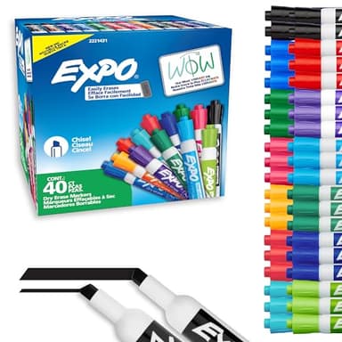 EXPO Dry Erase Markers, Low Odor Ink, Assorted Fashion Colors, Chisel Tip, 40 Count - Whiteboard, Essential Supplies for Office, School, Classroom, Teachers